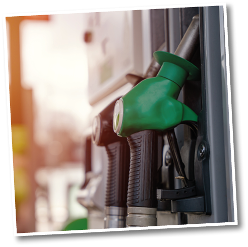 Close up of diesel and petrol fuel pistols at a gas station. The fuel crisis continues and the cost of fuel is going up