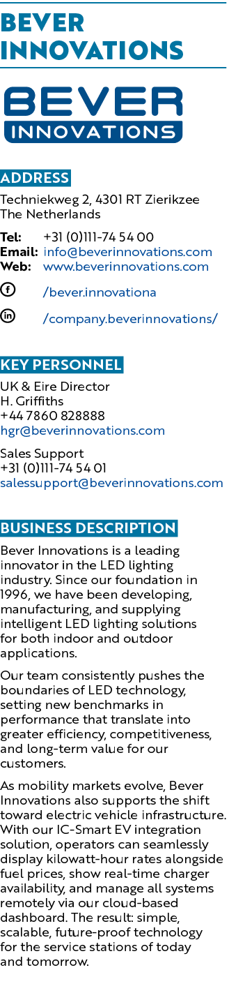 BEVER INNOVATIONS ￼ Address Techniekweg 2, 4301 RT Zierikzee The Netherlands Tel: +31 (0)111 74 54 00 Email: info@bev...