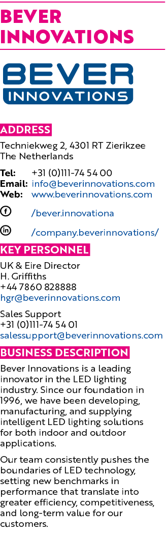 BEVER INNOVATIONS ￼ Address Techniekweg 2, 4301 RT Zierikzee The Netherlands Tel: +31 (0)111 74 54 00 Email: info@bev...