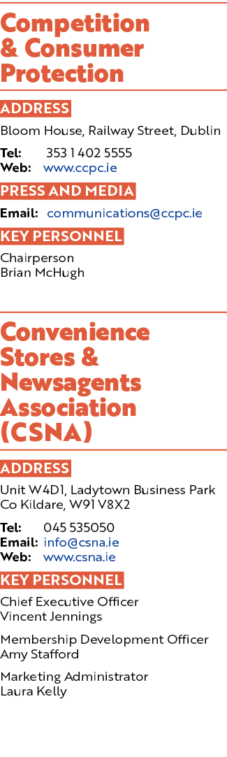 Competition & Consumer Protection ADDRESS Bloom House, Railway Street, Dublin Tel: 353 1 402 5555 Web: www.ccpc.ie PR...