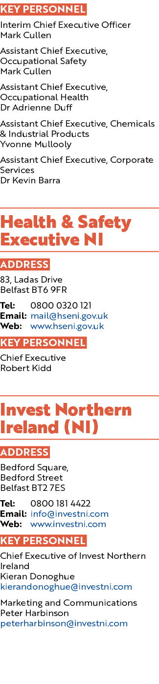 KEY PERSONNEL Interim Chief Executive Officer Mark Cullen Assistant Chief Executive, Occupational Safety Mark Cullen ...
