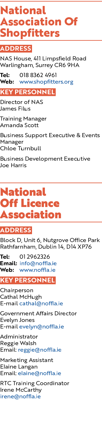 National Association Of Shopfitters ADDRESS NAS House, 411 Limpsfield Road Warlingham, Surrey CR6 9HA Tel: 018 8362 4...