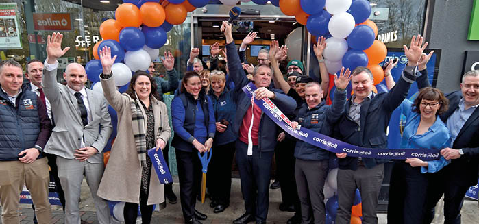 28th February Castlebar Staff at Corrib Oil Castlebar cutting the ribbon during the official reopening of the new look store in Castlebar. Photo Conor McKeown