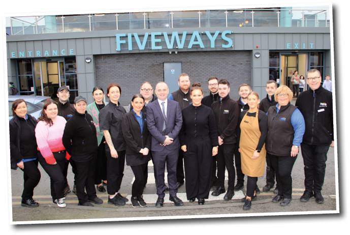 Fiveways Managers Declan Byrne and Helen Meehan with a few of their staff thank their customers and welcome new shoppers to come and enjoy a fantastic shopping experience at FIVEWAYS.