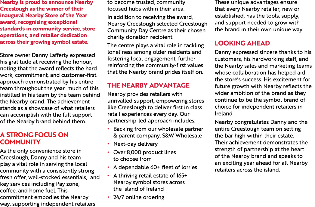 Nearby is proud to announce Nearby Creeslough as the winner of their inaugural Nearby Store of the Year award, recogn...