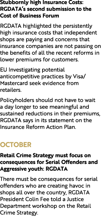 Stubbornly high Insurance Costs: RGDATA’s second submission to the Cost of Business Forum RGDATA highlighted the pers...