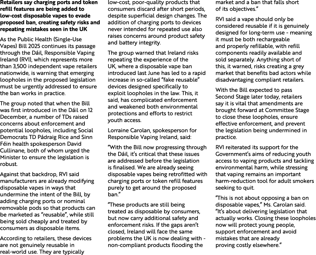 Retailers say charging ports and token refill features are being added to low cost disposable vapes to evade proposed...