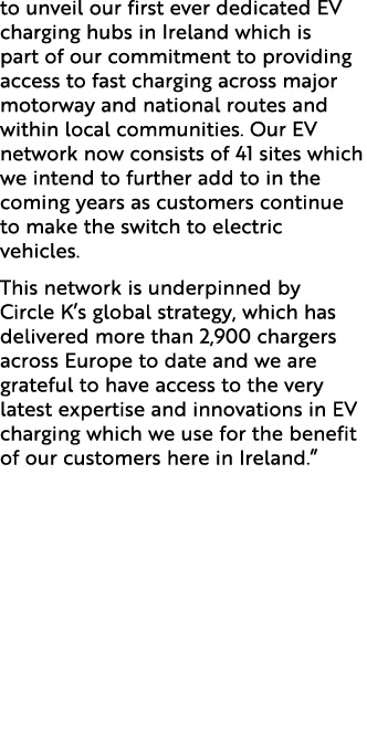 to unveil our first ever dedicated EV charging hubs in Ireland which is part of our commitment to providing access to...