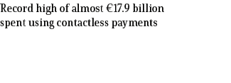 Record high of almost €17.9 billion spent using contactless payments