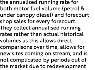 the annualised running rate for both motor fuel volume (petrol & under canopy diesel) and forecourt shop sales for ev...