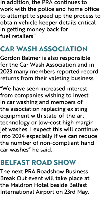 In addition, the PRA continues to work with the police and home office to attempt to speed up the process to obtain v...