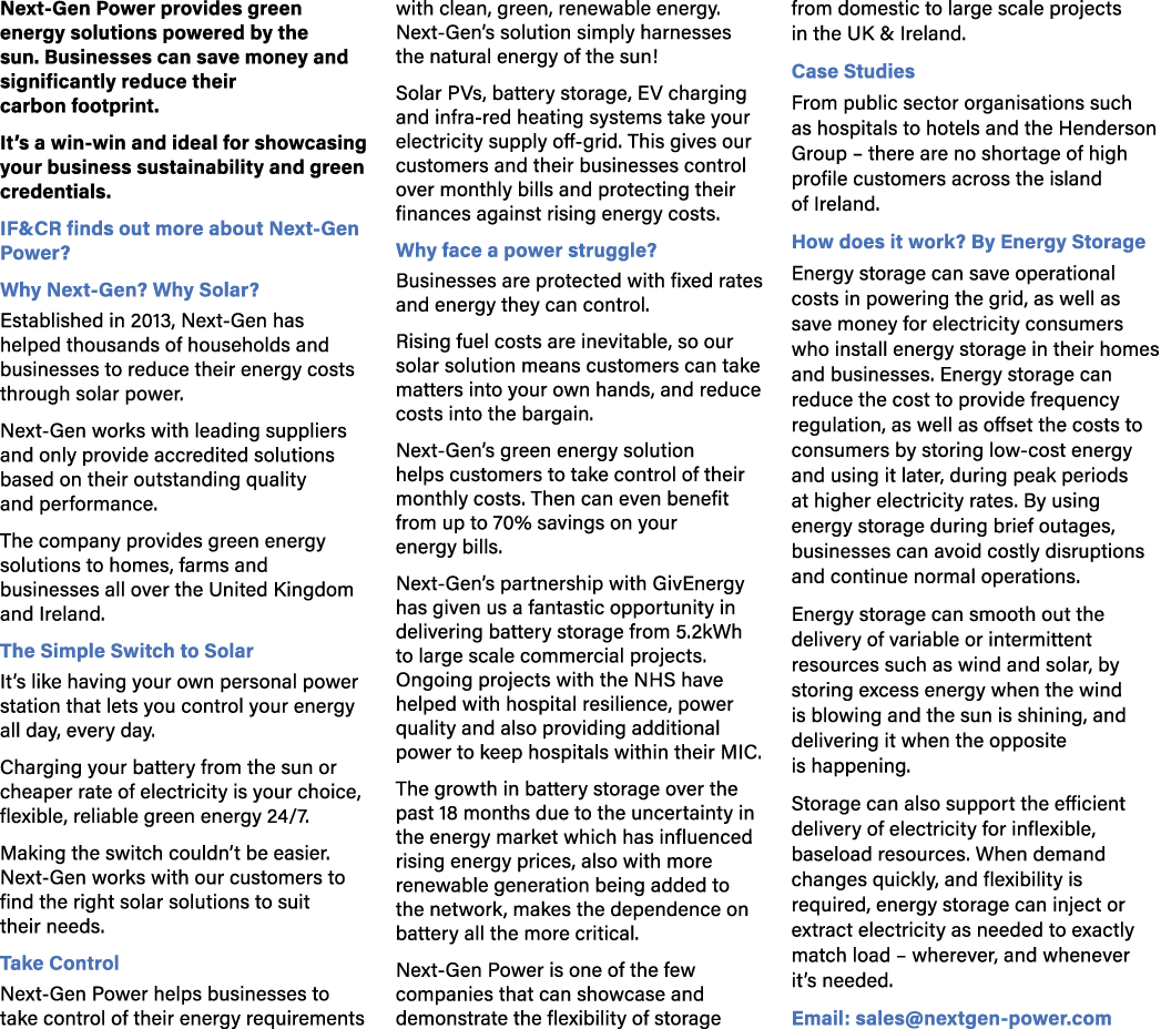 Next Gen Power provides green energy solutions powered by the sun. Businesses can save money and significantly reduce...