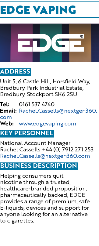 EDGE VAPING ￼ Address Unit 5, 6 Castle Hill, Horsfield Way, Bredbury Park Industrial Estate, Bredbury, Stockport SK6 ...