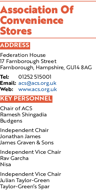 Association Of Convenience Stores ADDRESS Federation House 17 Farnborough Street Farnborough, Hampshire, GU14 8AG Tel...