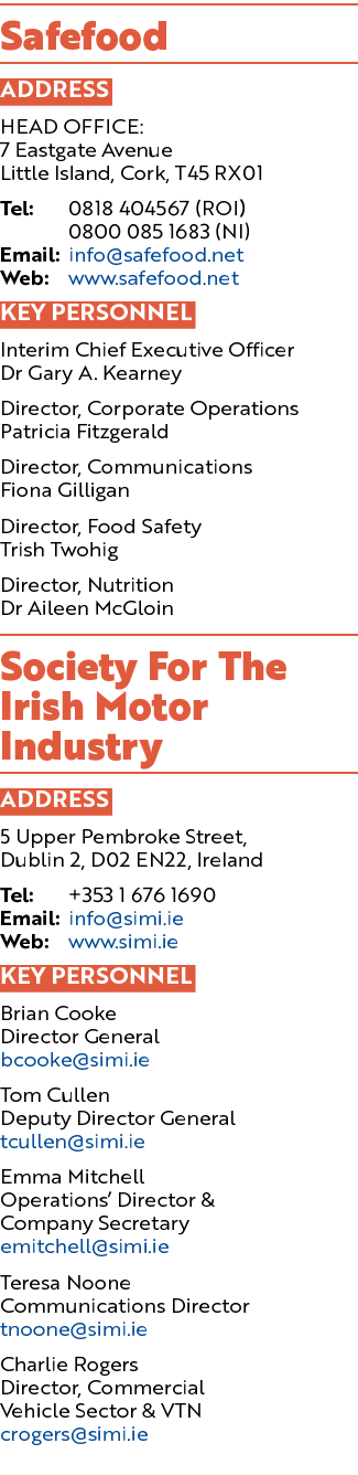 Safefood ADDRESS HEAD OFFICE: 7 Eastgate Avenue Little Island, Cork, T45 RX01 Tel: 0818 404567 (ROI) 0800 085 1683 (N...