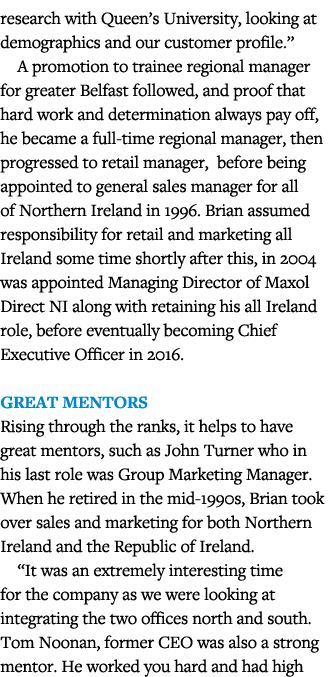 research with Queen s University, looking at demographics and our customer profile   A promotion to trainee regional    