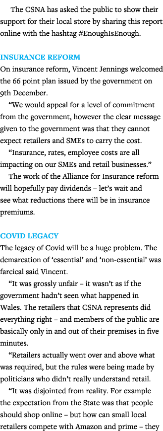  The CSNA has asked the public to show their support for their local store by sharing this report online with the has   