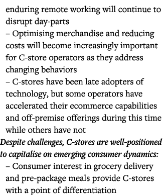 enduring remote working will continue to disrupt day-parts   Optimising merchandise and reducing costs will become in   