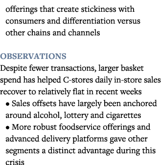 offerings that create stickiness with consumers and differentiation versus other chains and channels Observations Des   