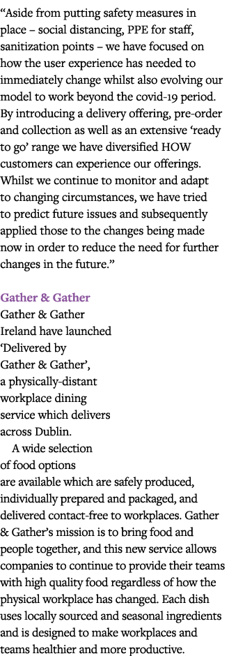  Aside from putting safety measures in place   social distancing, PPE for staff, sanitization points   we have focuse   