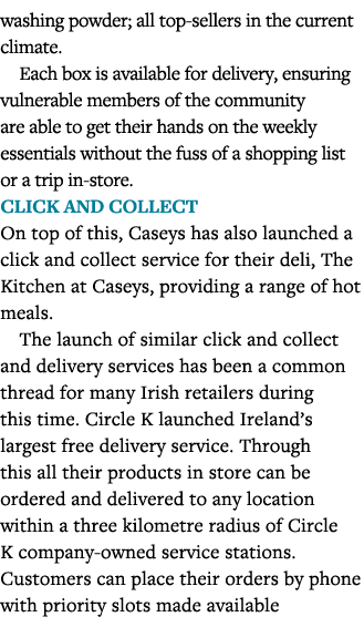 washing powder; all top-sellers in the current climate  Each box is available for delivery, ensuring vulnerable membe   