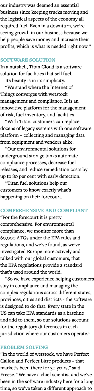 our industry was deemed an essential business since keeping trucks moving and the logistical aspects of the economy a   
