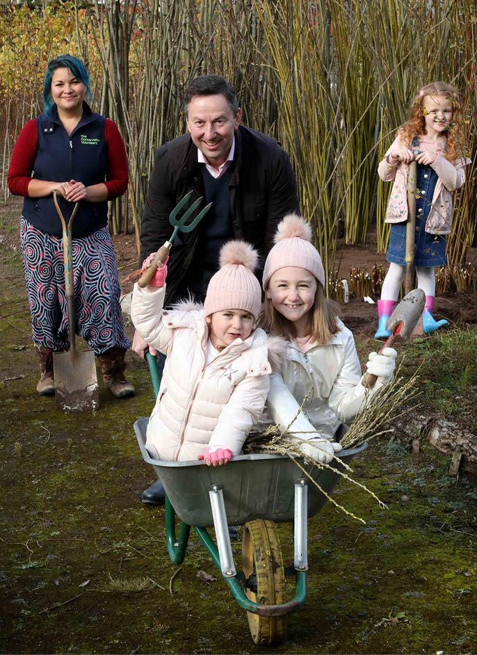  PRESS RELEASE IMAGE  Press Eye Northern Ireland - 28th October 2020  Photo By Darren Kidd     Press Eye   The Maxol Group has announced a carbon emissions offsetting programme that aims to support a number of green initiatives both at home and globally, including the planting of 10,000 trees across the island of Ireland, local community projects and global projects designed to offset carbon emissions, including fuel emissions   In Northern Ireland, the Maxol Group has joined forces with The Conservation Volunteers (TCV), which works with communities here to help reduce their carbon footprint and preserve the genetic heritage of native trees  The Conservation Volunteers Native Tree Nursery project in County Down, will engage adults and children in planting some of the 10,000 trees on community sites across Northern Ireland  Kickstarting the planting efforts at the TCV Tree Nursey are Brian Donaldson, CEO, the Maxol Group, Kausalya Gibson, TCV Tree Nursery Senior Project Officer and TCV young volunteers, Casey (8) and Freya (3) Turnbull pictured in the wheelbarrow and Sophie Quinn (6) 