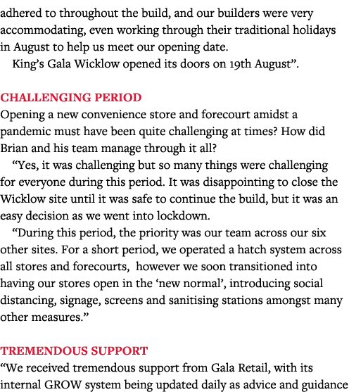 adhered to throughout the build, and our builders were very accommodating, even working through their traditional hol   