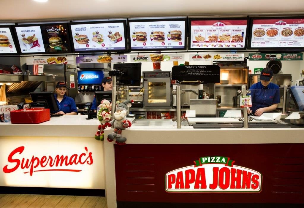 The Papa Johns and Supermac's counter
