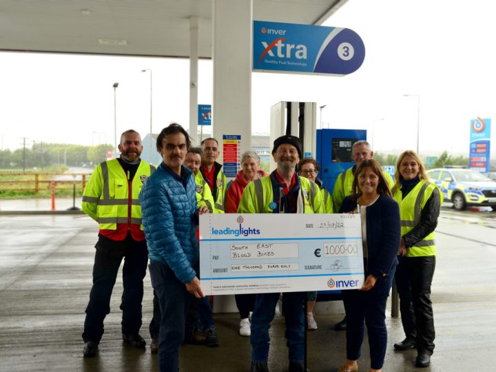 Inver’s Leading Lights initiative supports Blood Bikes South East with €1,000 donation
