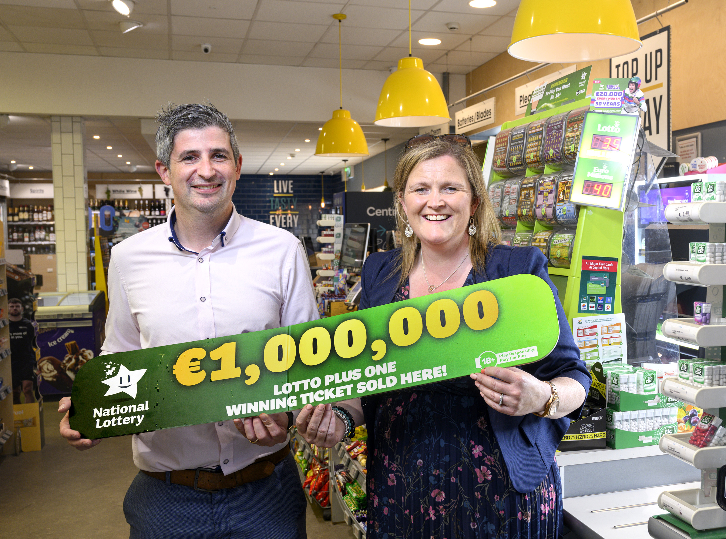 Hobans Centra sells a Lotto Plus 1 top prize winning ticket worth a life-changing €1 Million.